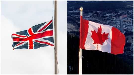 Britská a kanadská vlajka.