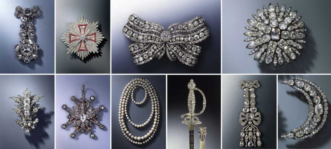 Šperky, ktoré ukradli zlodeji zo štátneho múzea Zelená klenba (Grünes Gewölbe).
