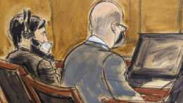 Na kresbe zo súdnej siene Sajfulla Saipov (vľavo) počúva verdikt v jeho prípade v New Yorku 26. januára 2023.