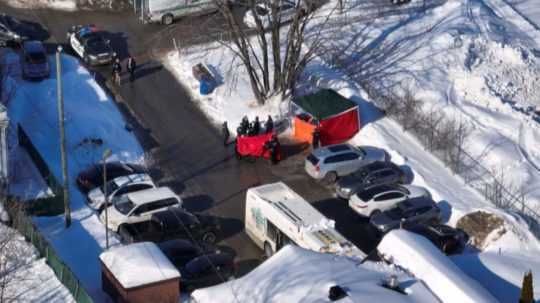 Na snímke havária autobusu v Montreale.