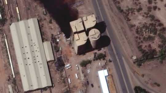 Satelitná snímka budov v Sudáne.