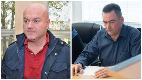 Na snímke sú (zľava) bývalí policajti Bystrík Stanko a Rastislav Grznár.