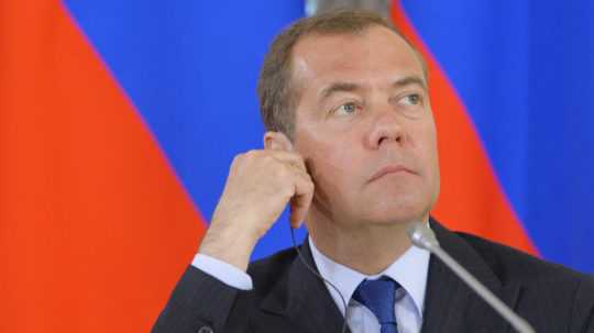 Na snímke Dmitrij Medvedev.