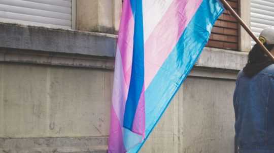 Na ilustračnej snímke vlajka transrodových ľudí.