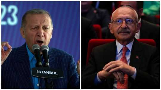 Na snímke sú tureckí prezidentskí kandidáti (vľavo) Recep Tayyip Erdogan a Kemal Kiličdaroglu.
