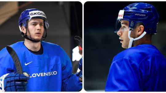 Slovenskí hokejisti Marek Marinčin a Marko Daňo.