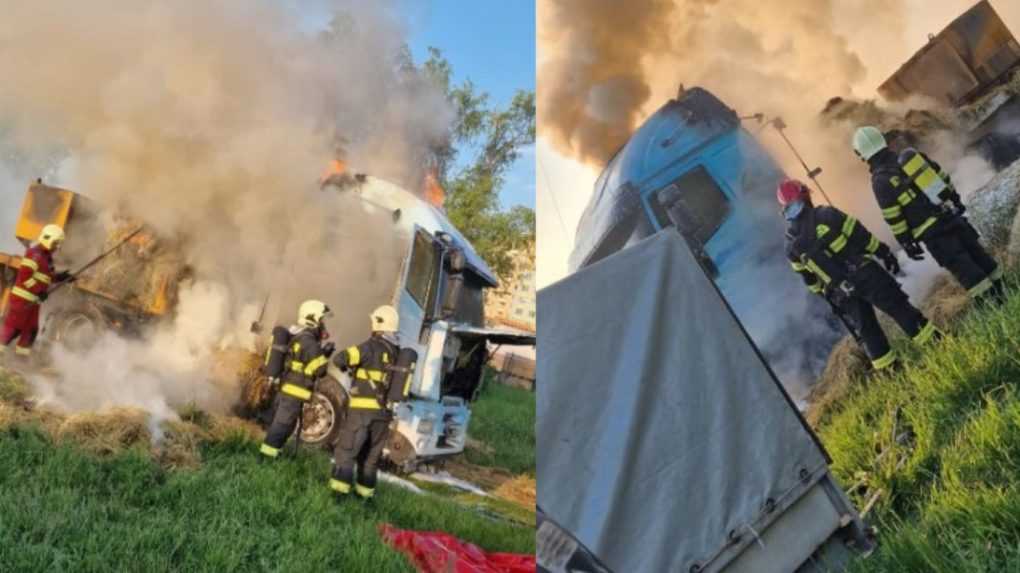 Prešovskí hasiči zasahovali pri požiari kamióna so senom, ktorý patril cirkusu