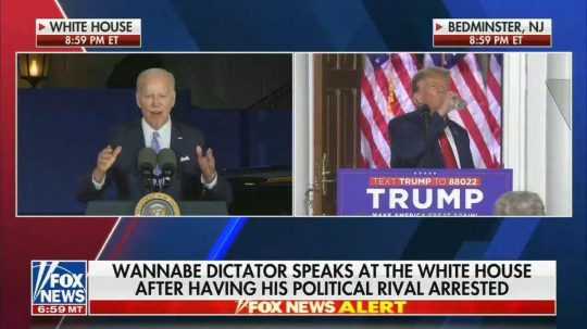 Na snímke je časť vysielania americkej stanice Fox News s titulkom, v ktorom nazvali Joes Bidena "rádoby diktátorom".