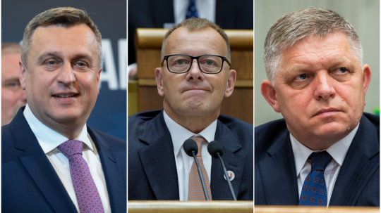 Zľava Andrej Danko, Boris Kollár a Robert Fico.