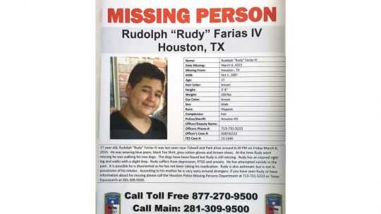 Plagát informujúci o nezvestnom Rudolphovi Fariasovi.