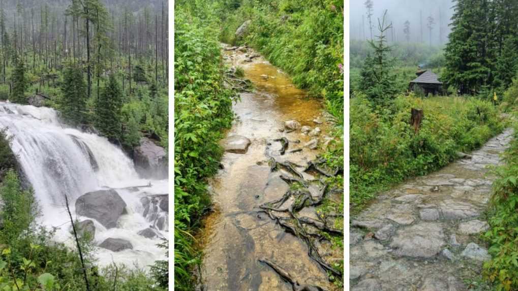 Silný dážď zaplavil turistické chodníky vo Vysokých Tatrách, hladina vody v potokoch je vysoká
