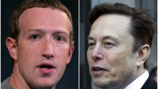 Zľava miliardári Mark Zuckerberg a Elon Musk.