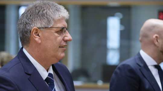 Slovinský minister vnútra Boštjan Poklukar počas stretnutia ministrov vnútra členských krajín Európskej únie v Bruseli vo štvrtok 28. septembra 2023.