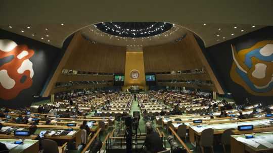 Na snímke sála Valného zhromaždenia OSN.