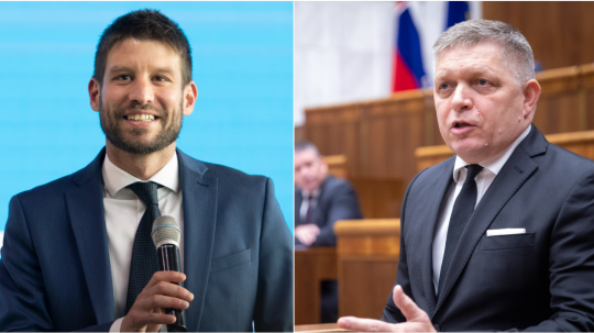 Zľava predseda Progresívneho Slovenska a predseda Smeru-SD Robert Fico.