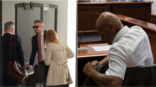 Vľavo obžalovaný podnikateľ Štefan Žiga, vpravo bývalý šéf finančnej polície NAKA Bernard Slobodník.