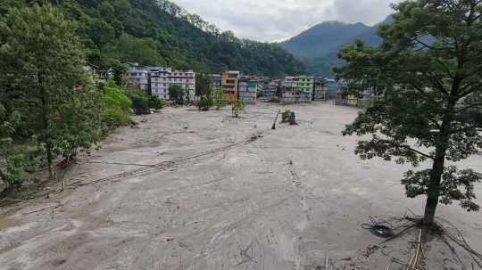 Záplavy v Indii v Sikkime.