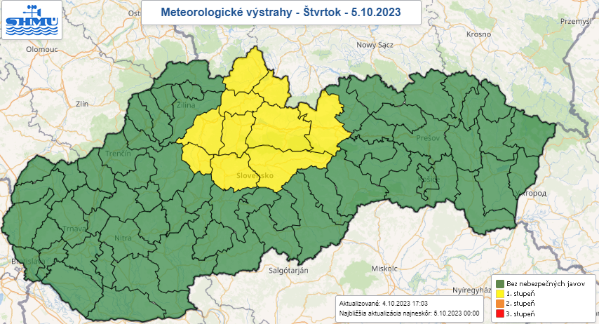 Výstraha pred mrazom vo vegetačnom období na štvrtok 5. októbra.