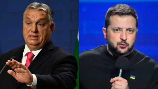 Maďarský premiér Viktor Orbán (vľavo) a ukrajinský prezident Volodymyr Zelenskyj.