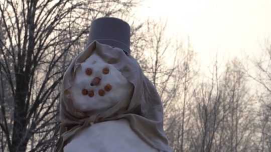 Obrovský snehuliak v Krompachoch.