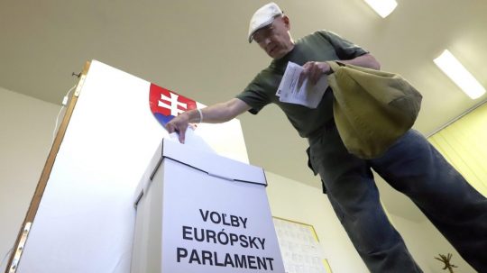 Na snímke volič počas eurovolieb.