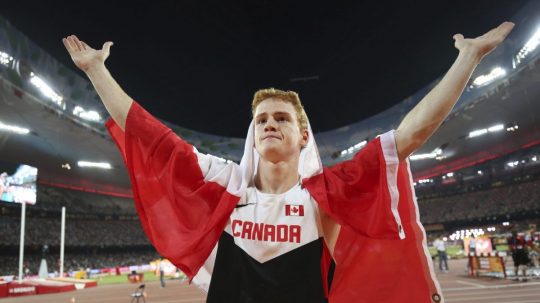 Na archívnej snímke z 24. augusta 2015 kanadský atlét Shawn Barber.