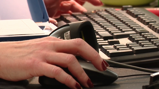 Ilustračná snímka ženy pracujúcej s počítačom.
