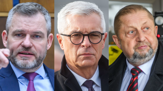 Zľava prezidentskí kandidáti Peter Pellegrini, Ivan Korčok a Štefan Harabin.
