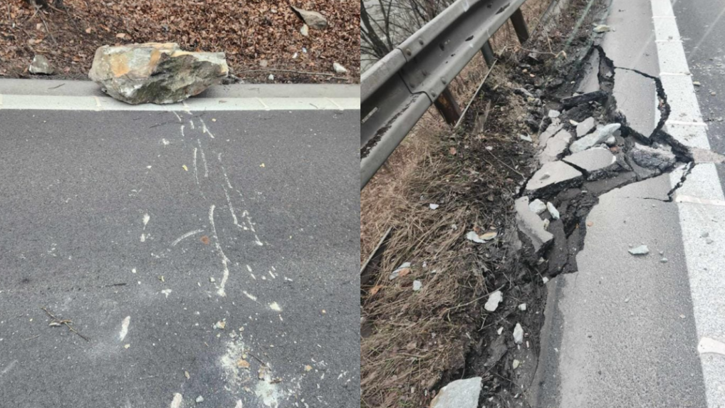 Popadané skaly na ceste pod Strečnom poškodili dve autá aj vozovku, na mieste sa tvoria kolóny