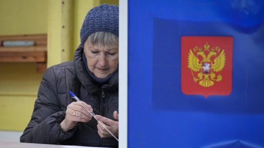 Volička počas hlasovania v prezidentských voľbách v Rusku.