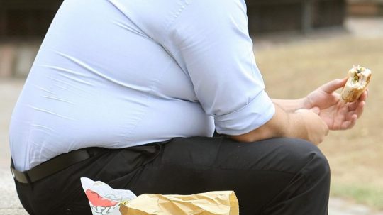 Na snímke obézny človek.