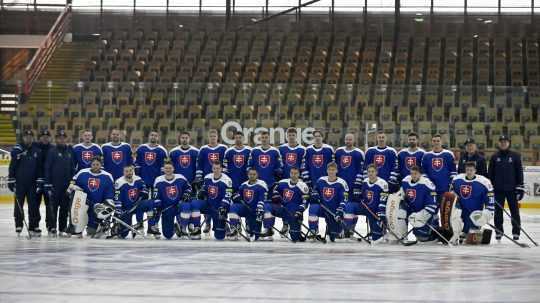 Na snímke slovenská hokejová reprezentácia pred štartom prvého týždňa prípravy na svetový šampionát MS 2024.