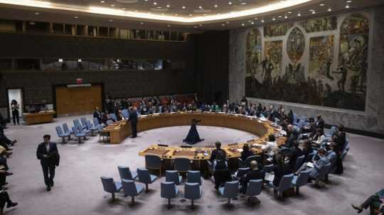 Snímka zo zasadnutia Bezpečnostnej rady OSN v New Yorku.