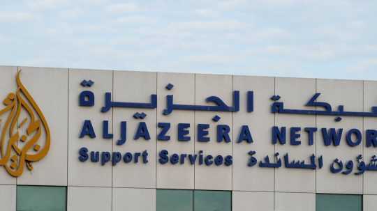 Na snímke logo televízie Al-Džazíra.