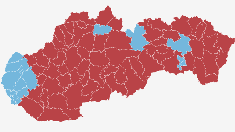 Volebná mapa okresov.