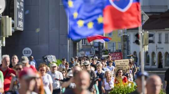 Na snímke protest a pochod Za slobodu a demokraciu Slovenska.