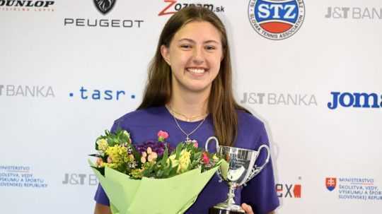 Na snímke slovenská juniorská reprezentantka v tenise Renáta Jamrichová počas tlačovej konferencie.