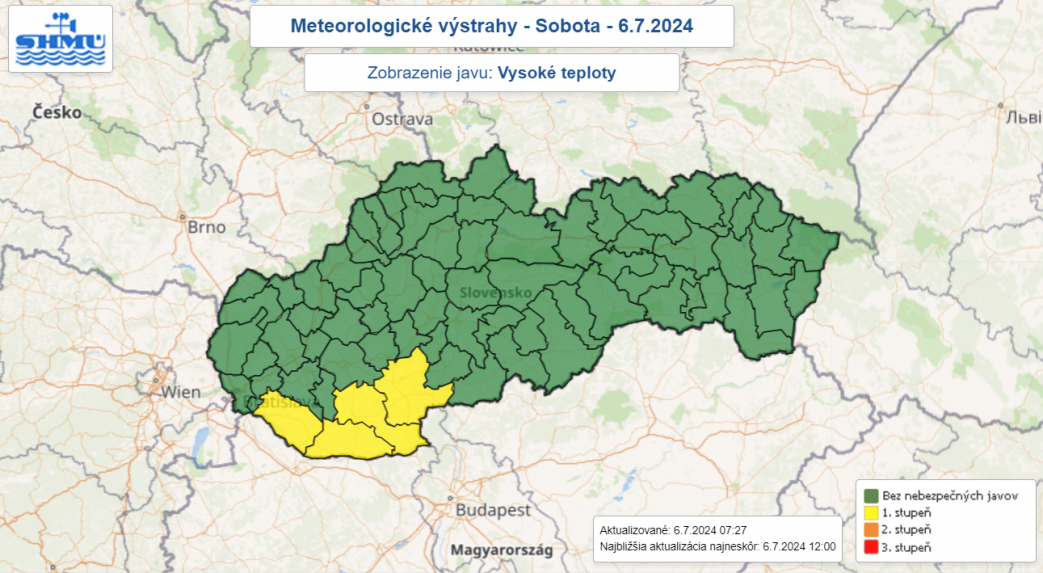 VÃƒÂ½straha pred vysokÃƒÂ½mi teplotami v sobotu 6. jÃƒÂºla.