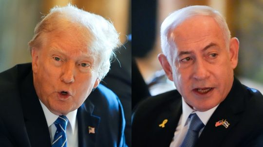 Donald Trump a izraelský premiér Benjamin Netanjahu počas spoločného stretnutia.