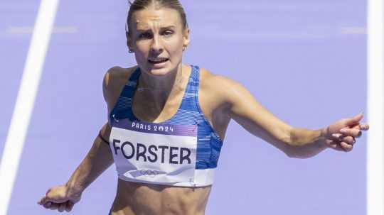 Viktória Forster po rozbehoch na 100 m žien na letných OH v Paríži.