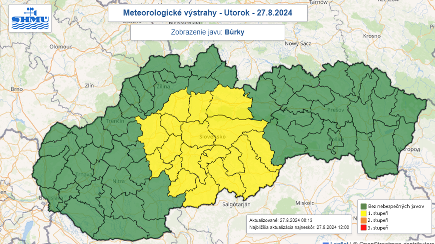 Na snímke s meteorologickými výstrahami.