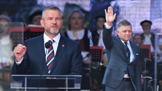 Zľava prezident Peter Pellegrini a premiér Robert Fico.