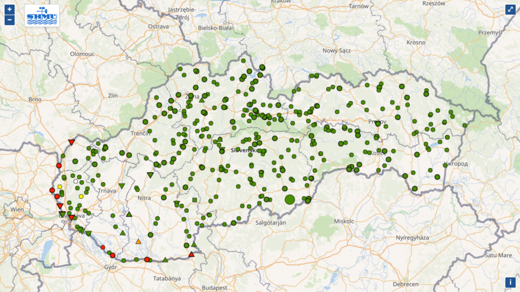 Stupne povodňovej aktivity vo štvrtok 19. 9. 2024.