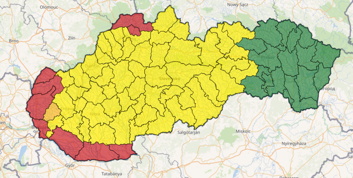 HydrologickÃƒÂ© vÃƒÂ½strahy SHMÃƒÂš v pondelok 16 septembra 2024.