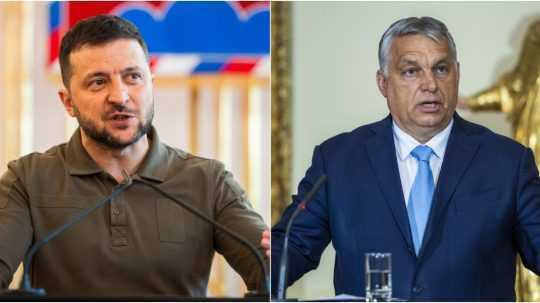 Na snímke Volodymyr Zelenskyj a Viktor Orbán.